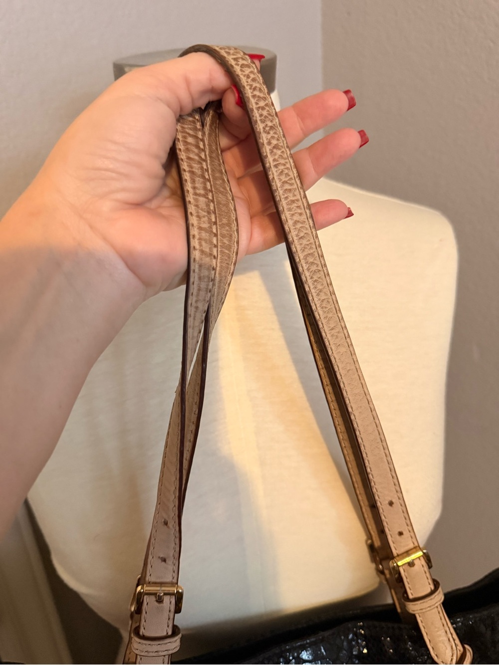 Michael Kors Black Snake-Embossed Tote with Tan Straps - Picture 6 of 6